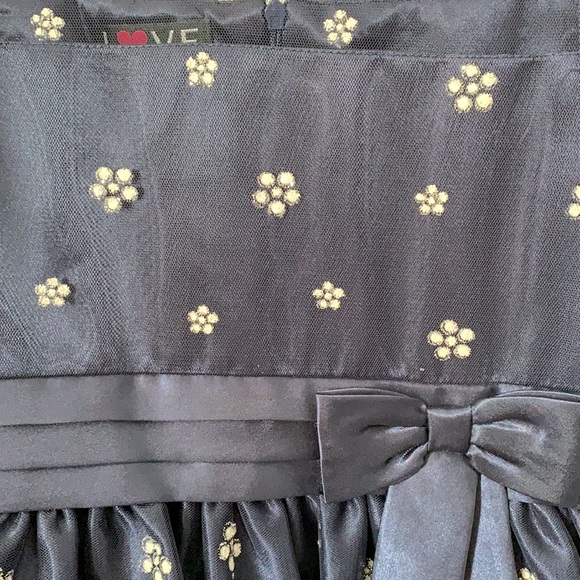 Glitter Tulle Satin Navy Special Occasion Dress Size 12 - Picture 2 of 7